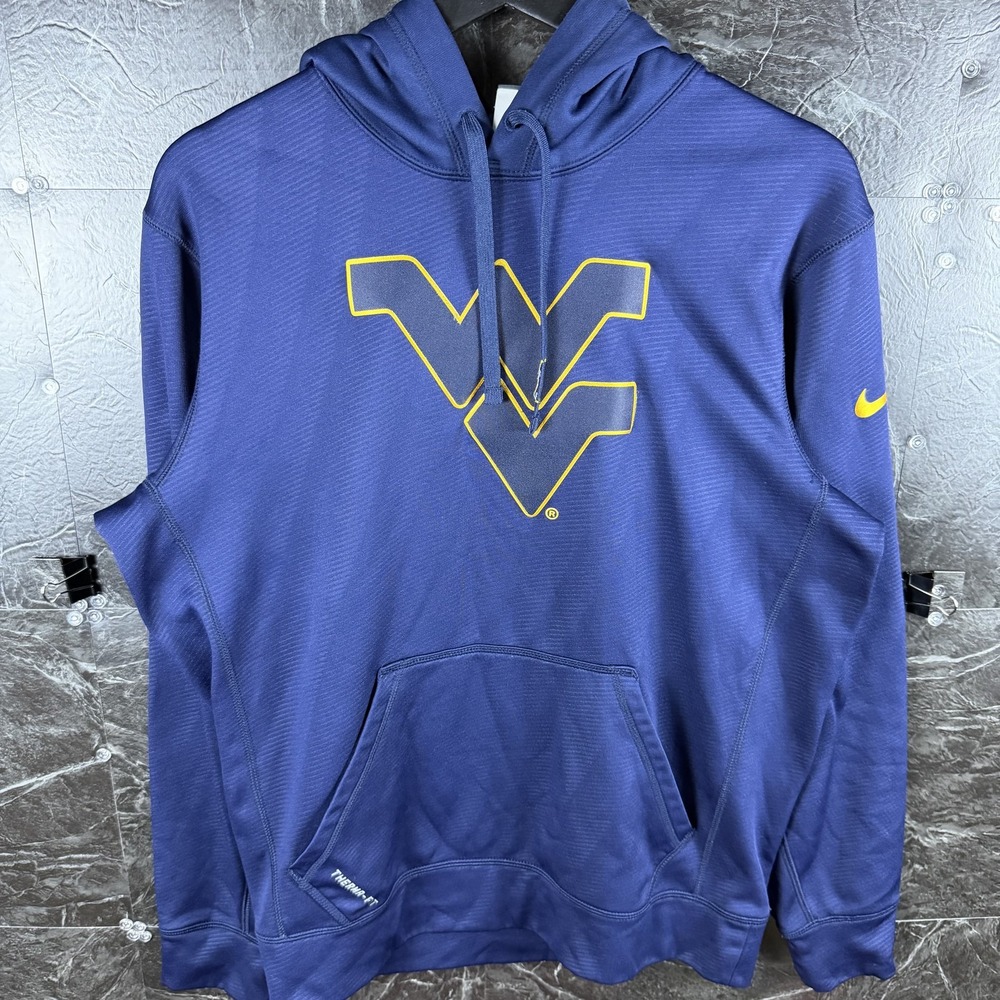 Nike Men's Navy Therma-Fit Fleece West Virginia Hoodie Small